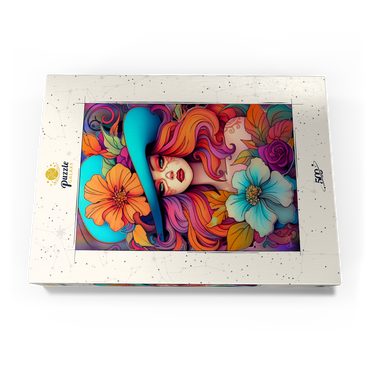 Darstellung des Puzzle Motivs Floral Crowned Woman in Cyan Hat 500 Puzzle Schachtel Ansicht3