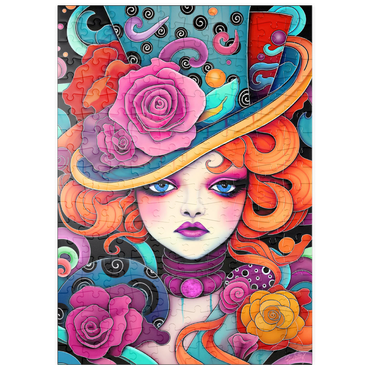 Darstellung des Puzzle Motivs puzzleplate Whimsical Redhead in Rose-Embellished Hat 200 Puzzle