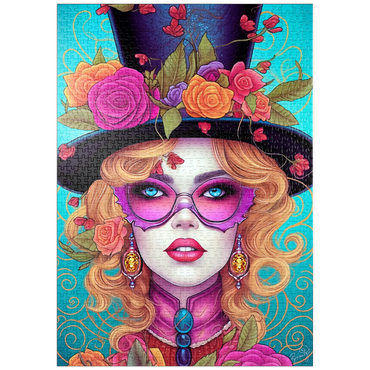 Darstellung des Puzzle Motivs puzzleplate Glamorous Woman with Floral Top Hat 1000 Puzzle