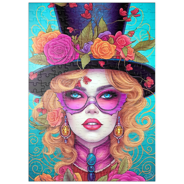 Darstellung des Puzzle Motivs puzzleplate Glamorous Woman with Floral Top Hat 200 Puzzle