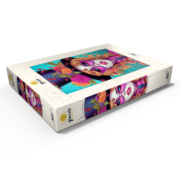 Darstellung des Puzzle Motivs Glamorous Woman with Floral Top Hat 500 Puzzle Schachtel Ansicht1