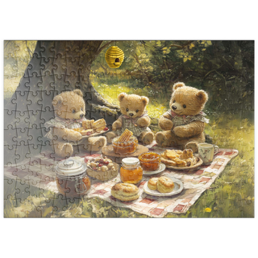 Darstellung des Puzzle Motivs puzzleplate Adorable Teddy Bear Picnic in a Sunny Forest 200 Puzzle