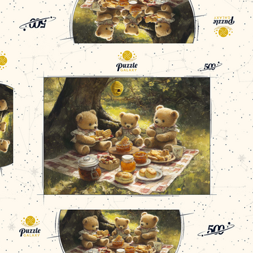 Darstellung des Puzzle Motivs Adorable Teddy Bear Picnic in a Sunny Forest 500 Puzzle Schachtel 3D Modell