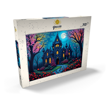 Darstellung des Puzzle Motivs Enchanting Gothic Mansion Under a Full Moon with Blooming Garden 200 Puzzle Schachtel Ansicht2