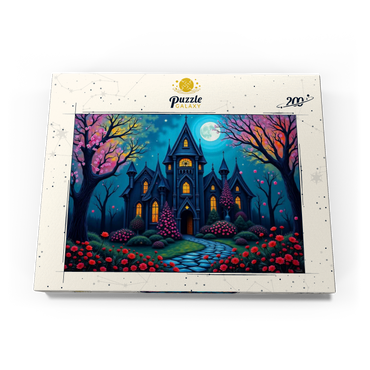 Darstellung des Puzzle Motivs Enchanting Gothic Mansion Under a Full Moon with Blooming Garden 200 Puzzle Schachtel Ansicht3