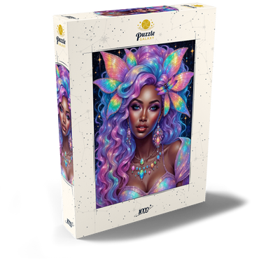 Darstellung des Puzzle Motivs Celestial Goddess with Rainbow Hair and Cosmic Jewelry 1000 Puzzle Schachtel Ansicht2