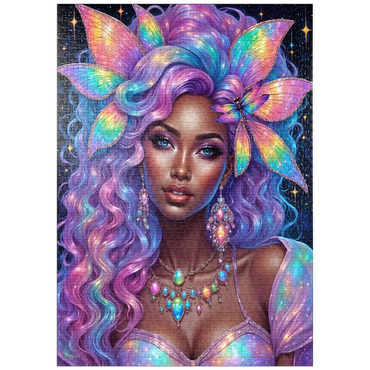 Darstellung des Puzzle Motivs puzzleplate Celestial Goddess with Rainbow Hair and Cosmic Jewelry 1000 Puzzle