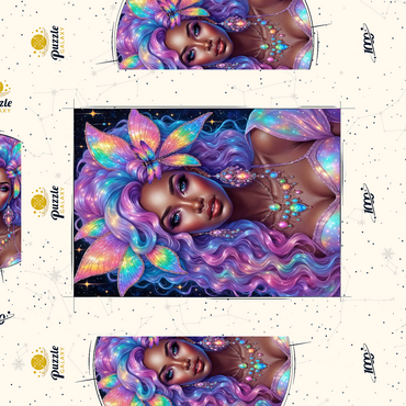 Darstellung des Puzzle Motivs Celestial Goddess with Rainbow Hair and Cosmic Jewelry 1000 Puzzle Schachtel 3D Modell