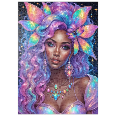 Darstellung des Puzzle Motivs puzzleplate Celestial Goddess with Rainbow Hair and Cosmic Jewelry 500 Puzzle