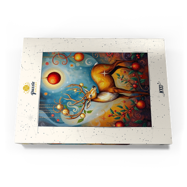 Darstellung des Puzzle Motivs Festive Christmas Deer with Ornaments and Holly 1000 Puzzle Schachtel Ansicht3