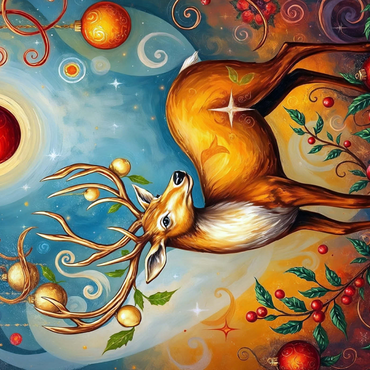 Darstellung des Puzzle Motivs Festive Christmas Deer with Ornaments and Holly 1000 Puzzle 3D Modell