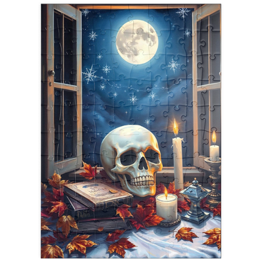 Darstellung des Puzzle Motivs puzzleplate Mystical Still Life with Skull, Candles, and Full Moon 100 Puzzle