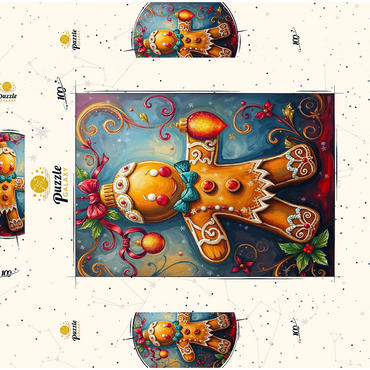 Darstellung des Puzzle Motivs Festive Gingerbread Ornament with Holiday Decor 100 Puzzle Schachtel 3D Modell