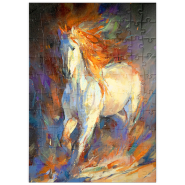 Darstellung des Puzzle Motivs puzzleplate Fiery White Stallion in Motion 100 Puzzle