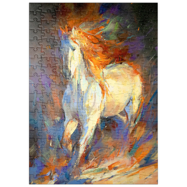 Darstellung des Puzzle Motivs puzzleplate Fiery White Stallion in Motion 200 Puzzle