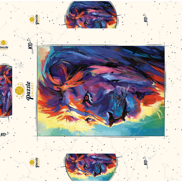 Darstellung des Puzzle Motivs Vibrant Portrait of a Majestic Lion 100 Puzzle Schachtel 3D Modell