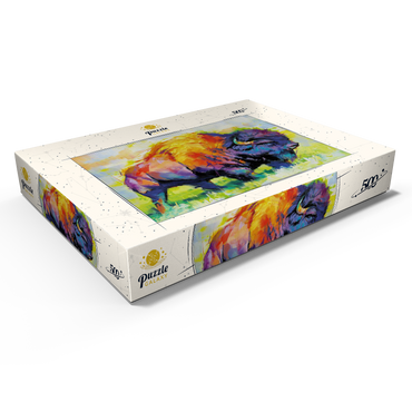 Darstellung des Puzzle Motivs Colorful American Bison in Abstract Style 500 Puzzle Schachtel Ansicht1