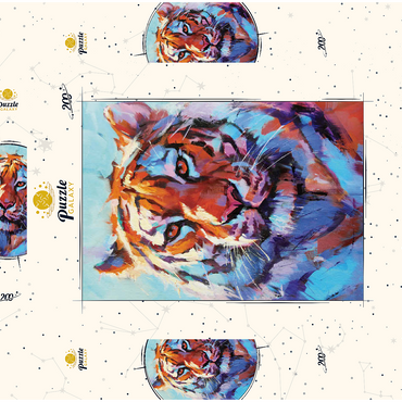 Darstellung des Puzzle Motivs Vibrant Bengal Tiger Expressionist Portrait 200 Puzzle Schachtel 3D Modell