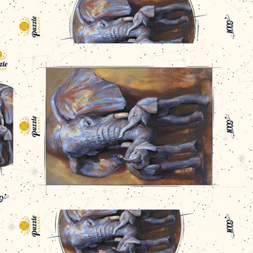 Darstellung des Puzzle Motivs African Elephants Mother and Calves 1000 Puzzle Schachtel 3D Modell