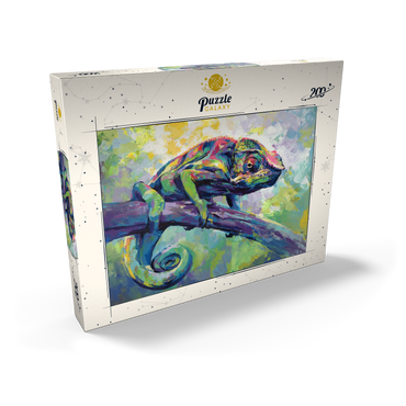 Darstellung des Puzzle Motivs Colorful Panther Chameleon on Tree Branch 200 Puzzle Schachtel Ansicht2