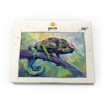 Darstellung des Puzzle Motivs Colorful Panther Chameleon on Tree Branch 200 Puzzle Schachtel Ansicht3