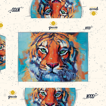 Darstellung des Puzzle Motivs Vibrant Bengal Tiger Close-Up Painting 1000 Puzzle Schachtel 3D Modell