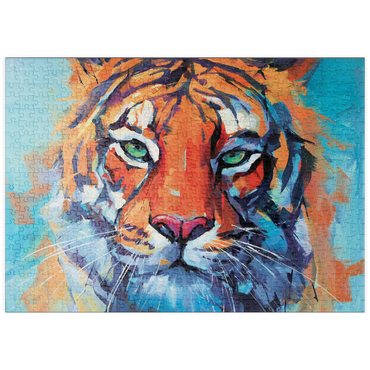 Darstellung des Puzzle Motivs puzzleplate Vibrant Bengal Tiger Close-Up Painting 500 Puzzle