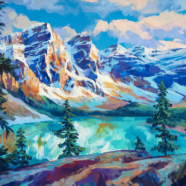 Darstellung des Puzzle Motivs Snow-Capped Peaks Above Emerald Lake 500 Puzzle 3D Modell