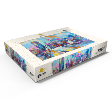 Darstellung des Puzzle Motivs Vibrant Urban Skyline in Expressive Art Style 1000 Puzzle Schachtel Ansicht1