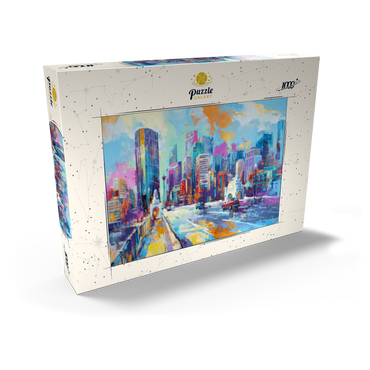 Darstellung des Puzzle Motivs Vibrant Urban Skyline in Expressive Art Style 1000 Puzzle Schachtel Ansicht2