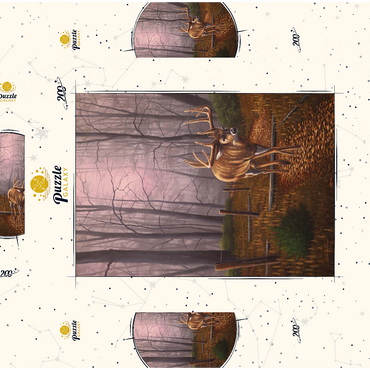 Darstellung des Puzzle Motivs White-Tailed Deer in Autumn Forest Mist 200 Puzzle Schachtel 3D Modell