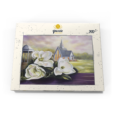 Darstellung des Puzzle Motivs Southern Magnolia Blooms and Country Chapel 200 Puzzle Schachtel Ansicht3