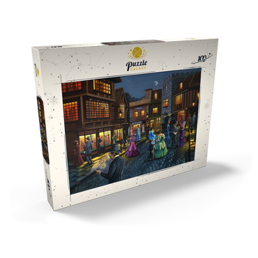 Darstellung des Puzzle Motivs Victorian Street Scene at Moonlit Night 100 Puzzle Schachtel Ansicht2