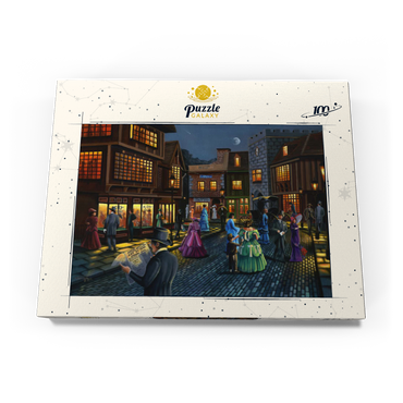 Darstellung des Puzzle Motivs Victorian Street Scene at Moonlit Night 100 Puzzle Schachtel Ansicht3