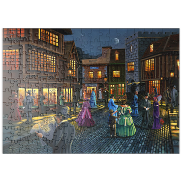 Darstellung des Puzzle Motivs puzzleplate Victorian Street Scene at Moonlit Night 200 Puzzle