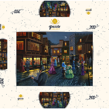 Darstellung des Puzzle Motivs Victorian Street Scene at Moonlit Night 200 Puzzle Schachtel 3D Modell