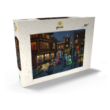 Darstellung des Puzzle Motivs Victorian Street Scene at Moonlit Night 500 Puzzle Schachtel Ansicht2
