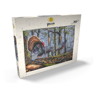 Darstellung des Puzzle Motivs Wild Eastern Turkeys in Foggy Woodland 200 Puzzle Schachtel Ansicht2