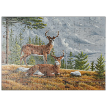 Darstellung des Puzzle Motivs puzzleplate Alert White-Tailed Deer in Autumn Pines 200 Puzzle