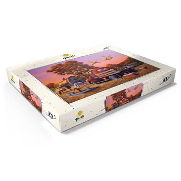 Darstellung des Puzzle Motivs Autumn Farmyard with Pheasants and Vintage Truck 100 Puzzle Schachtel Ansicht1