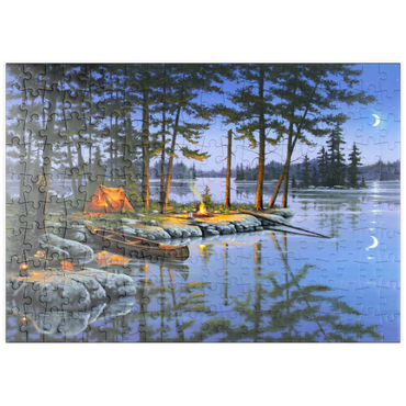 Darstellung des Puzzle Motivs puzzleplate Lakeside Campfire Under Moonlit Sky 200 Puzzle