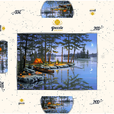 Darstellung des Puzzle Motivs Lakeside Campfire Under Moonlit Sky 200 Puzzle Schachtel 3D Modell