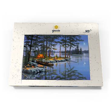 Darstellung des Puzzle Motivs Lakeside Campfire Under Moonlit Sky 500 Puzzle Schachtel Ansicht3