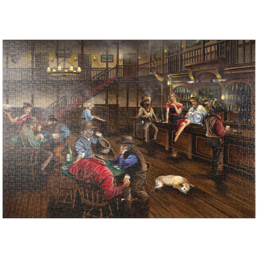 Darstellung des Puzzle Motivs puzzleplate Lively Old West Saloon Gathering 1000 Puzzle