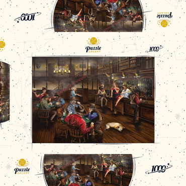 Darstellung des Puzzle Motivs Lively Old West Saloon Gathering 1000 Puzzle Schachtel 3D Modell