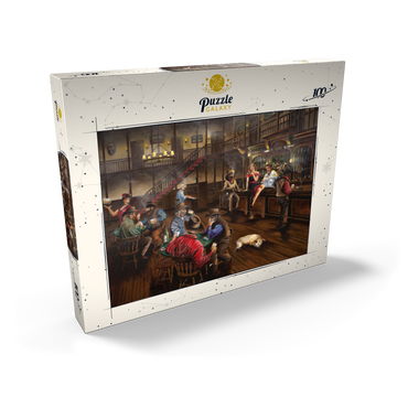 Darstellung des Puzzle Motivs Lively Old West Saloon Gathering 100 Puzzle Schachtel Ansicht2