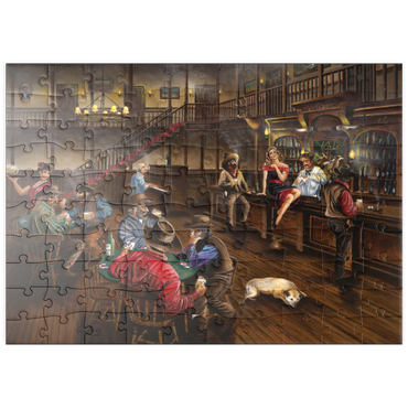 Darstellung des Puzzle Motivs puzzleplate Lively Old West Saloon Gathering 100 Puzzle