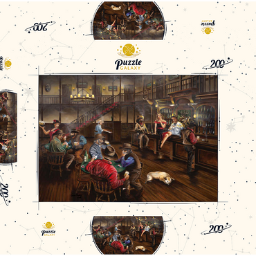 Darstellung des Puzzle Motivs Lively Old West Saloon Gathering 200 Puzzle Schachtel 3D Modell