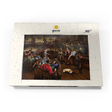 Darstellung des Puzzle Motivs Lively Old West Saloon Gathering 500 Puzzle Schachtel Ansicht3