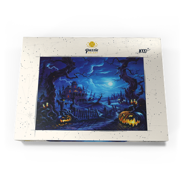 Darstellung des Puzzle Motivs Haunted Mansion under Full Moonlight 1000 Puzzle Schachtel Ansicht3